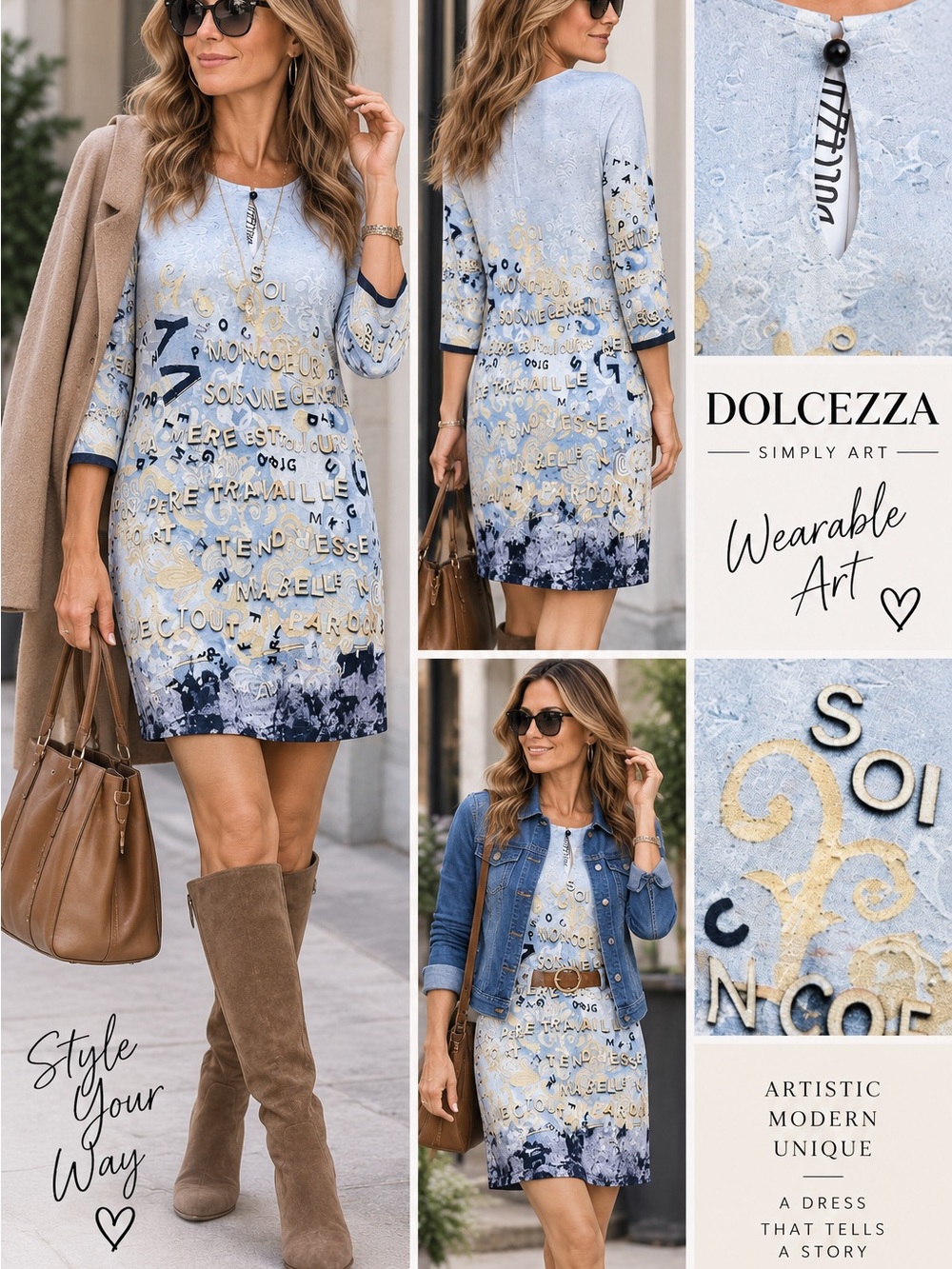 Simply Art by Dolcezza Abstract Typography Midi Dress S